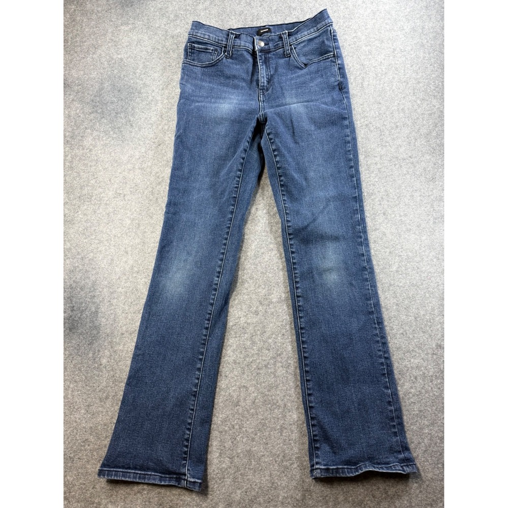 Express Womens Blue Denim Mid Rise Bootcut Jeans Size 12 Dark Wash Flare Leg